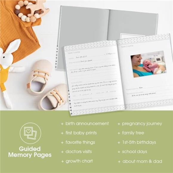 Hello Baby First 5 Years Memory Book, Gender-Neutral Baby Keepsake for Expectant - Picture 4 of 7